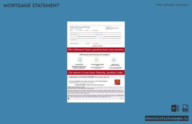 CIBC-Bankabrechnung (USA) für Hypotheken, Word- und PDF-Format, 3 Seiten, Beispielvorschau